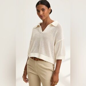 Velvet York Cotton Cashmere Mesh Sweater Polo size Small